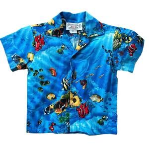 Pacific Legend Hawaiian Shirt Aquarium Sea Gosh Print 2T Ocean Made In Hawaii